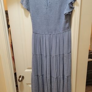 Blue Tiered Midi Dress